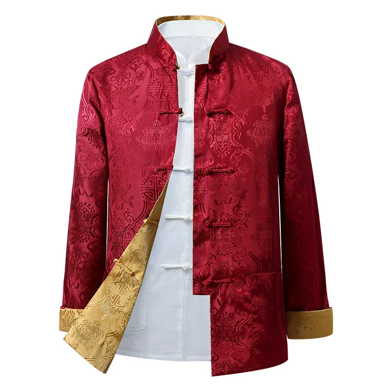 China New Year Tang Top Men Chinese Dragon Shirt Kung Fu Coats Jackets Hanfu Men Clothing Traditional Chinese Clothing men chinese style shirt