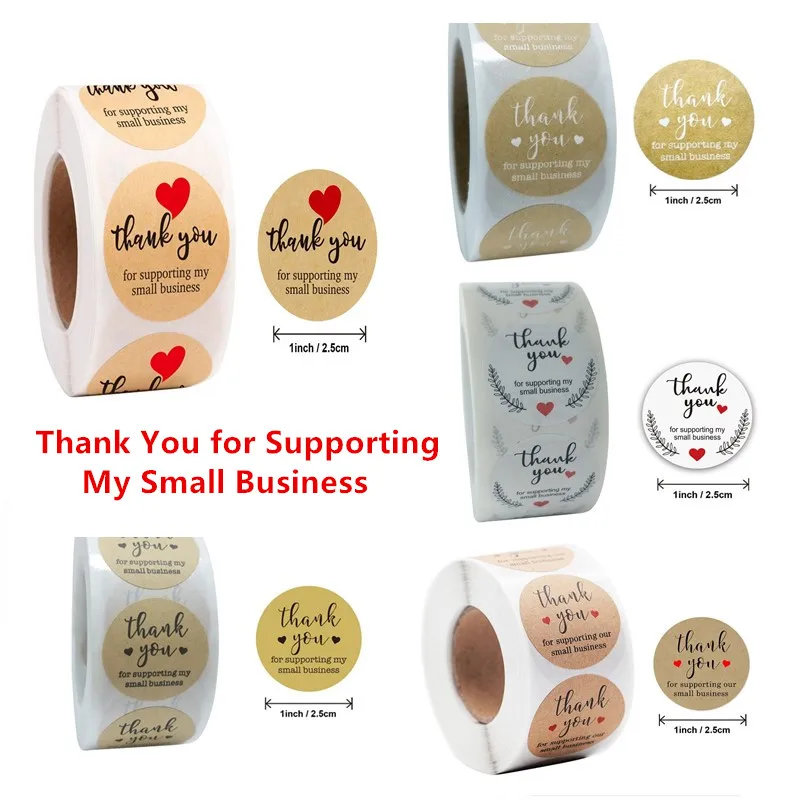 

5 типов "спасибо за поддержку моего маленького бизнеса" круглые натуральные крафт-наклейки ручной работы подарок для выпечки декор канцелярские наклейки