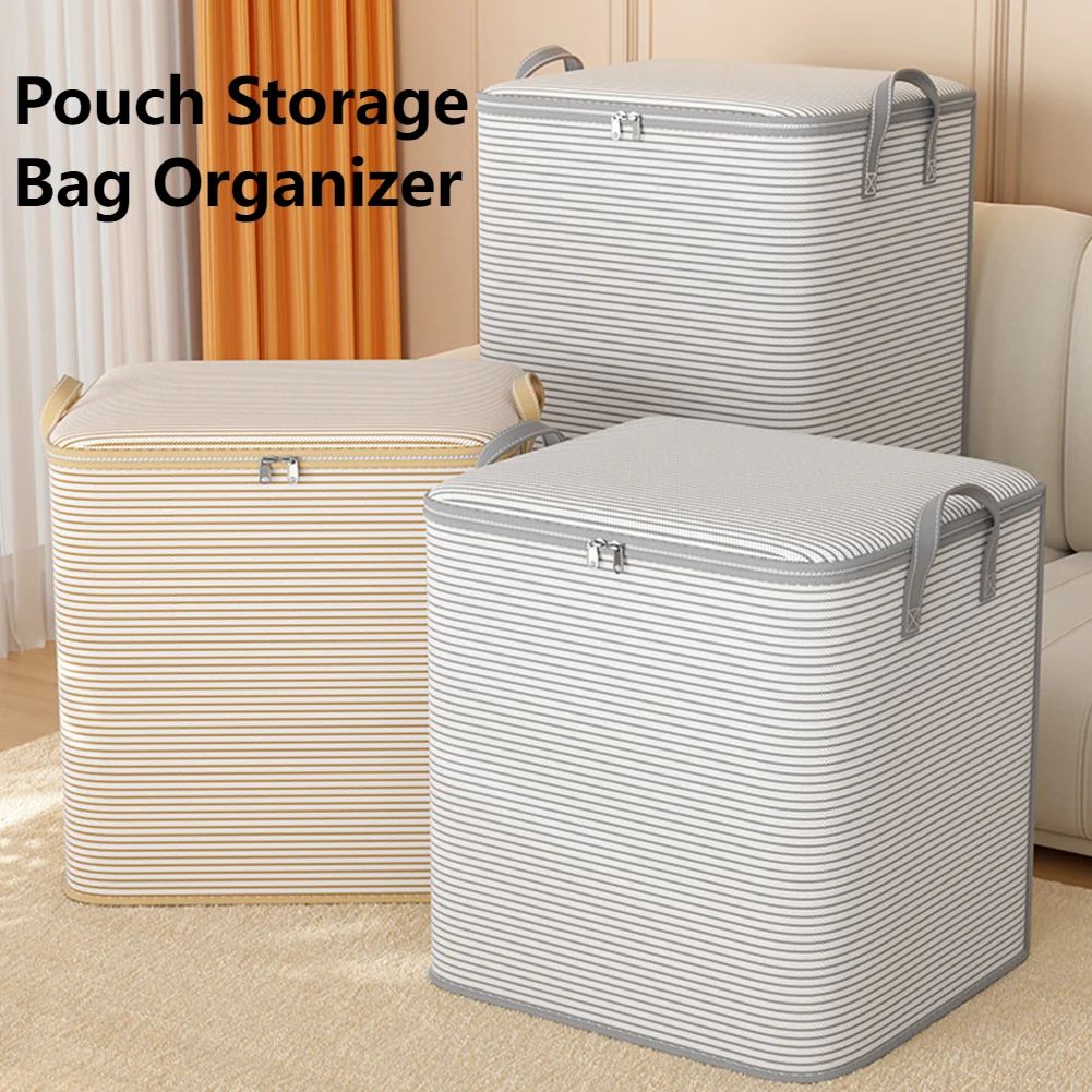 1pc Household Quilt Clothing Foldable Storage Box Non-woven Large Capacity Blanket Bedding Organizing Bag Dustproof Cabinet Box 2
