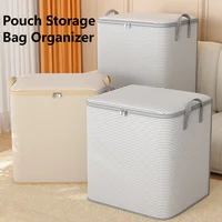 1pc Household Quilt Clothing Foldable Storage Box Non-woven Large Capacity Blanket Bedding Organizing Bag Dustproof Cabinet Box 2