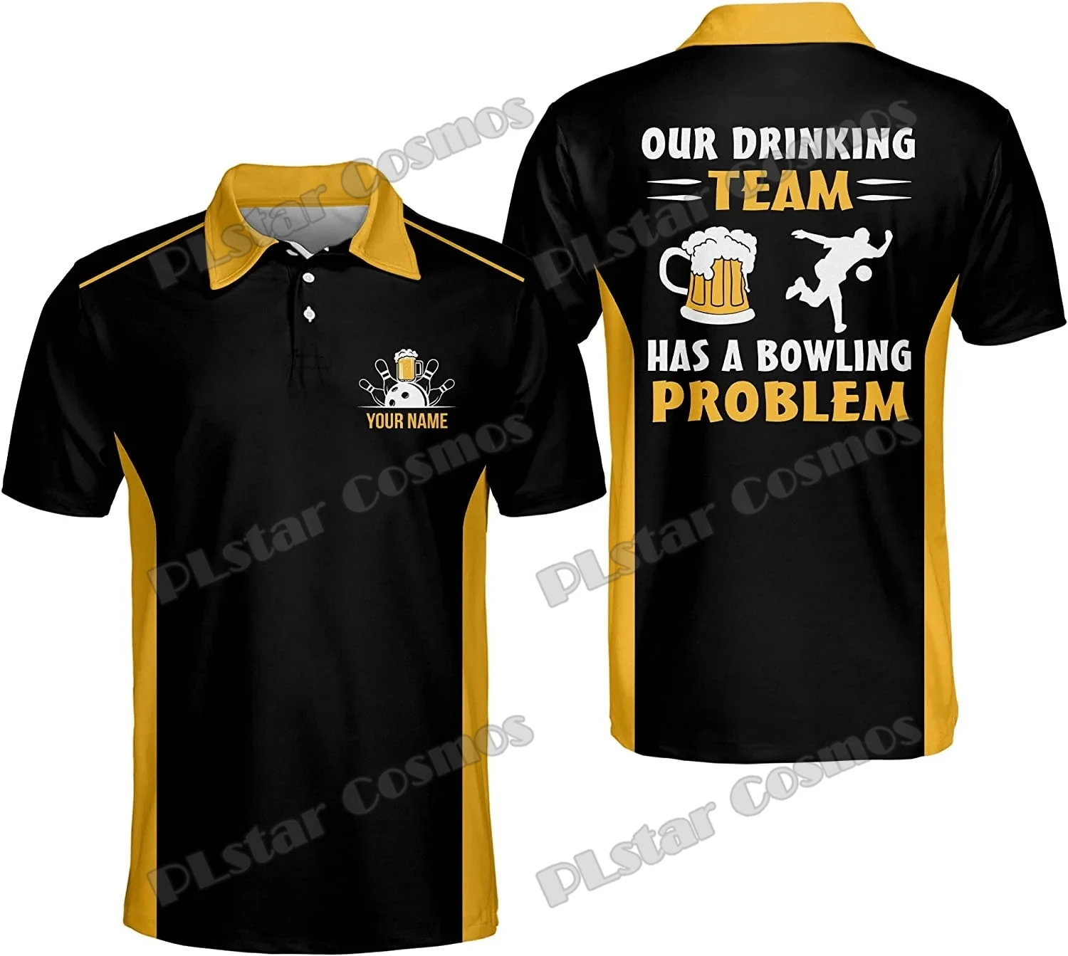 Schädel Bowling Team personalisierte Name 3D gedruckt Herren Poloshirt Sommer Straße Kurzarm Shirt Geschenk für Bowling Spieler WK36 – Detail 23