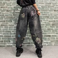 Jeans College rétro déFlexpour femmes, pantalons en denim, pantalons sarouel, taille élastique, mode printemps et été, fjXL, automne 2022 4