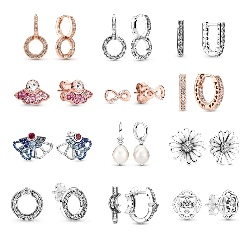 

Jewelry 925 Sterling Silver Fit Original DIY Aretes Designer Charms Accessories Wholesale Fine Woman Vintage Earrings