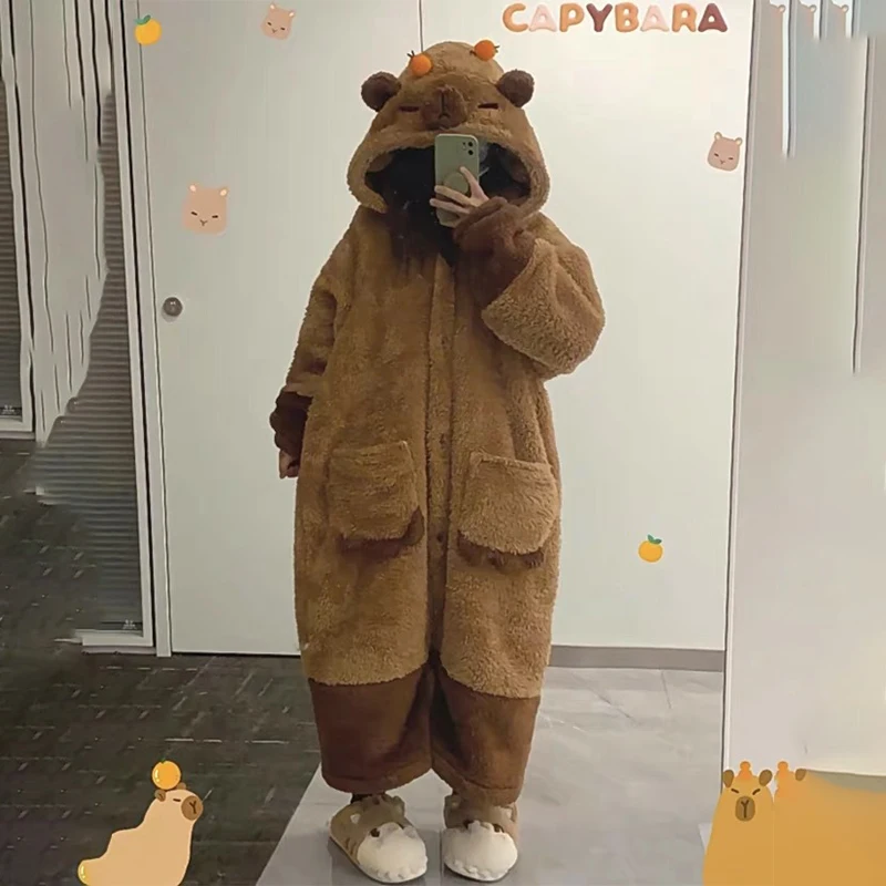 

Cosplay Costume Coral Velvet Pajama Office Nap Wearable Loose Onesie Pajamas Kids Soft Cute Animals Shape Thickened Nightgown