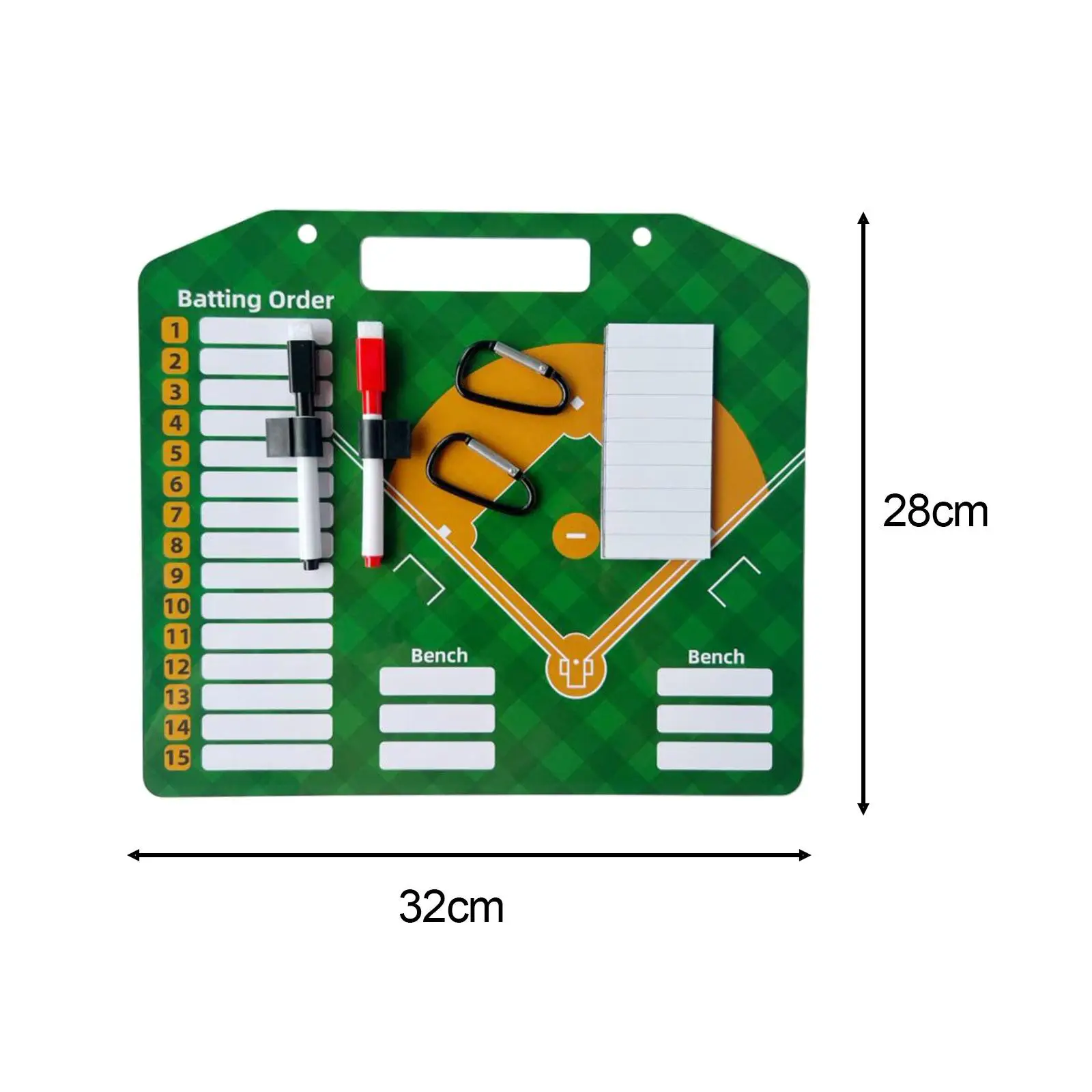 Baseball Coaches Board 30 Magnetic Strips Carabiner Baseball Coaching Board for