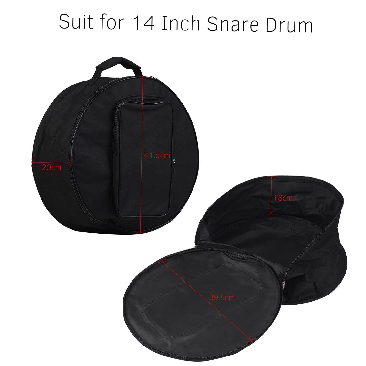Snare Drum Bag Compact Backpack Case Shoulder Strap Outside Pockets Musical Instrument Accessory