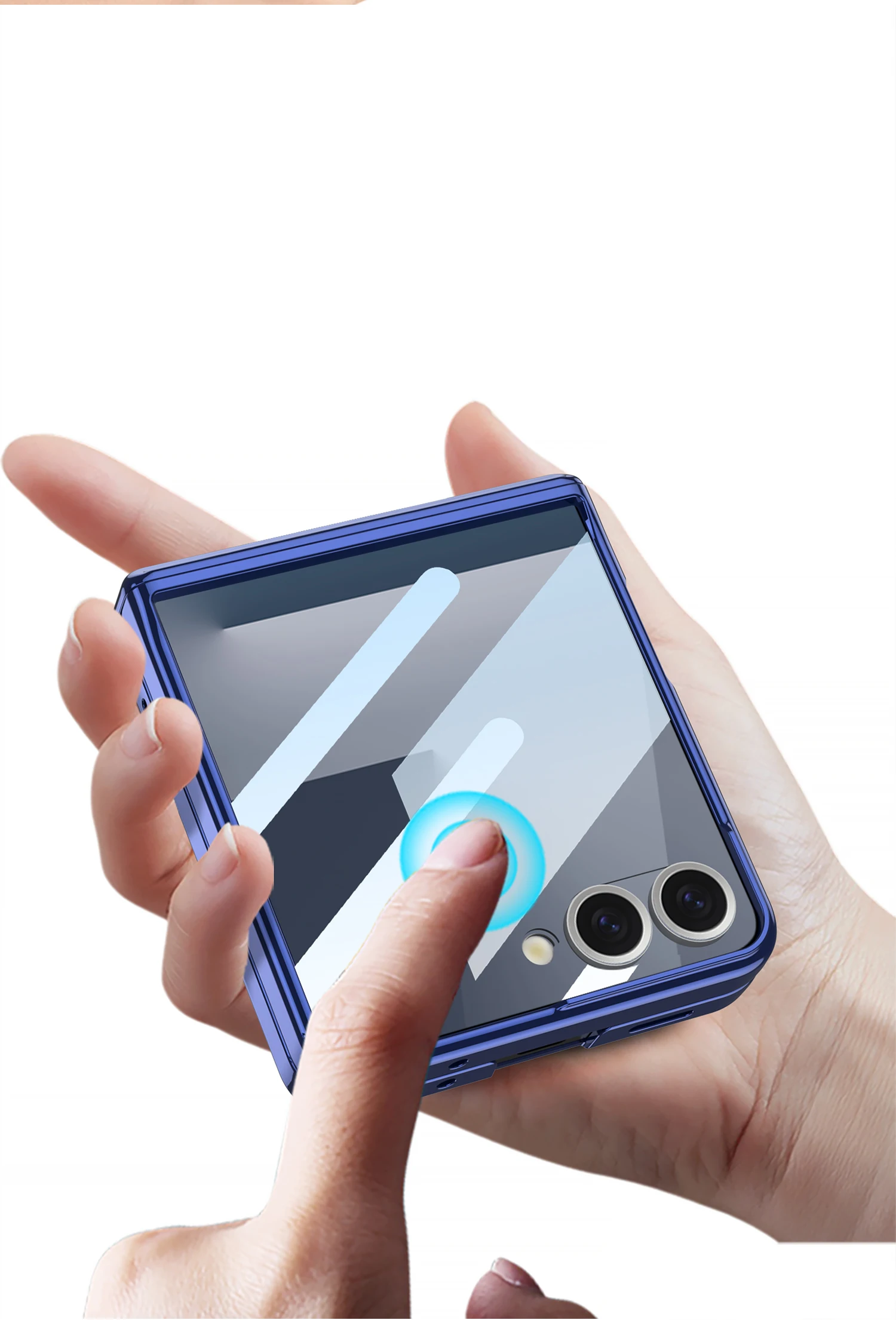 Magnetic Hinge Plating Clear Case for Samsung Galaxy Z Flip 7 6 Outer Screen Pro