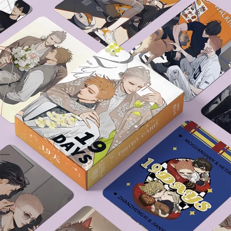 55 Pcs/Set Chinese BL Manwha 19 Days Laser Lomo Card Mo Guanshan He Tian Cartoon Characters HD Photocard Fans Gift comics photo cards manga photo cards photo cards