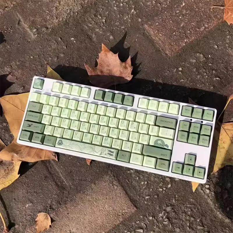 127 Key Cherry Profile PBT Keycaps Matcha Green Japanese Keycap For Mx Switch Mechanical Keyboard Dye-Subbed Sublimation Key cap
