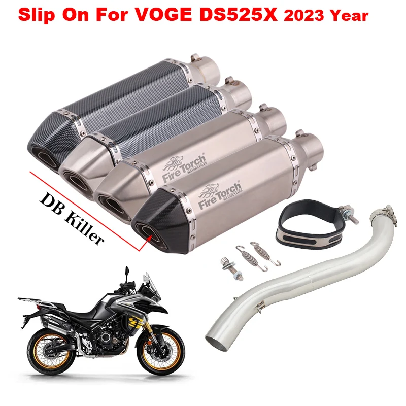 

Мотоциклетная выхлопная система, модификация среднего звена, глушитель трубы, мотоциклетная труба, глушитель дБ, без застежки для VOGE DS525X DS 525X 2023 года