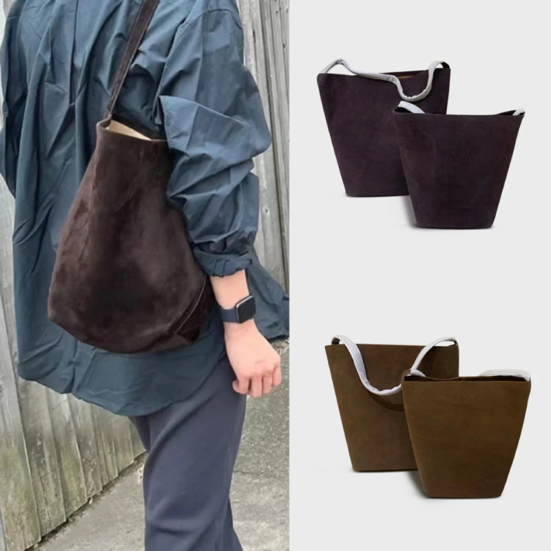 Suede Simple Tote Bag Grey