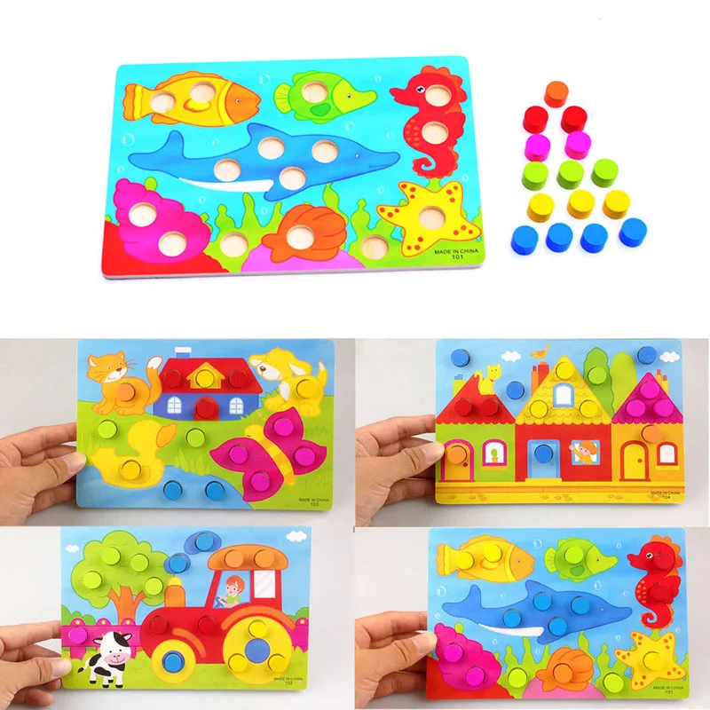 

Деревянная доска-головоломка, подходящая по цвету игрушка, игрушка-головоломка Монтессори, игрушка для раннего обучения, для