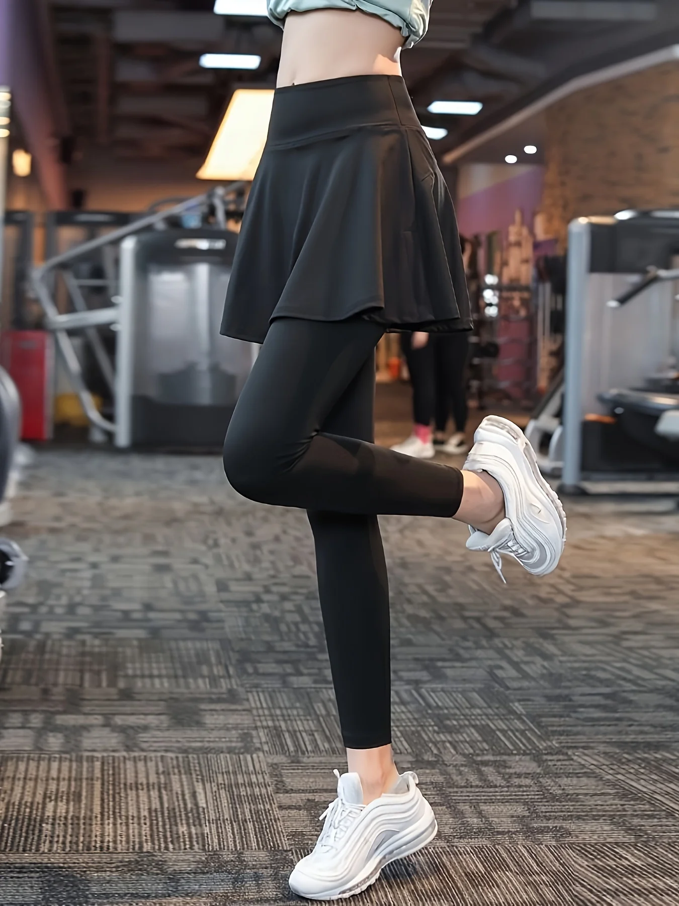 Women Gym Skirt Leggings Fake Two Pieces High Waist Shark Leggings Female Yoga Casual Fitness Seamless Sports Leggins