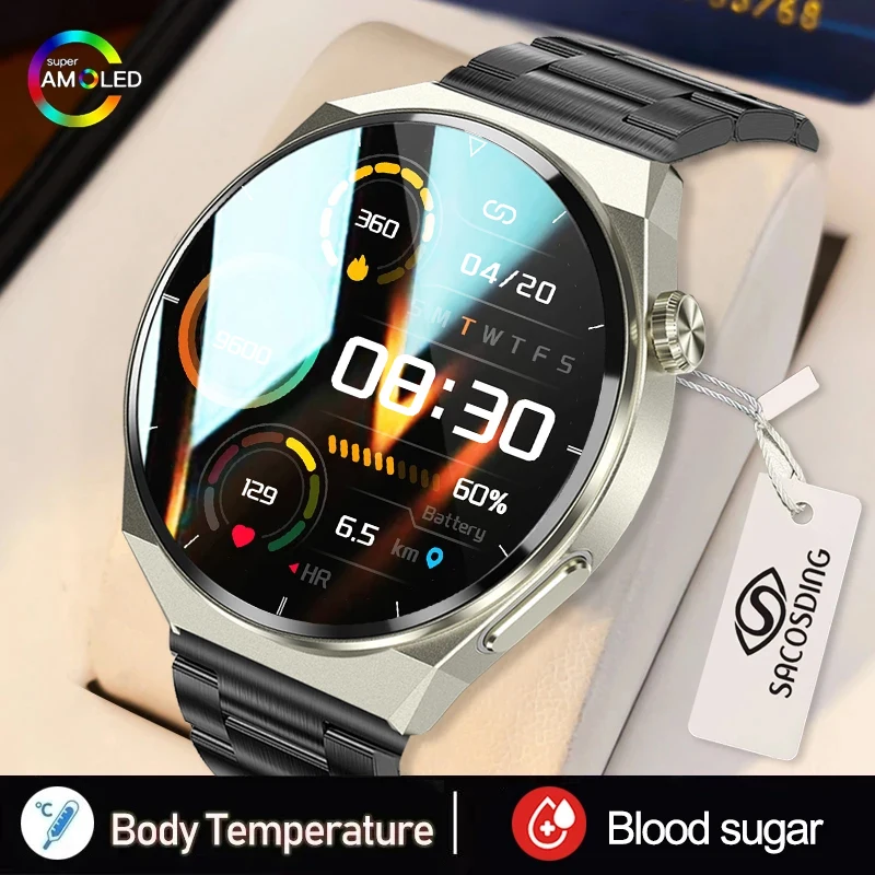 

2023 New Blood Glucose Monitor Health Smart Watch Men ECG+PPG Blood Pressure Measurement IP68 Waterproof Sport Smart Watch Men