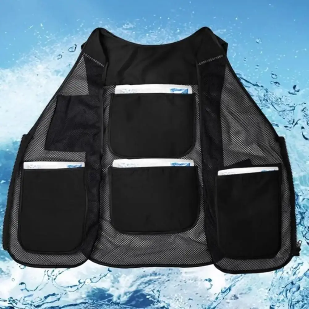 8개의 아이스팩이 포함된 아이스 쿨링 조끼 방수 통기성 야외 작업 조끼 조절 가능한 다기능 야외 러닝 조끼