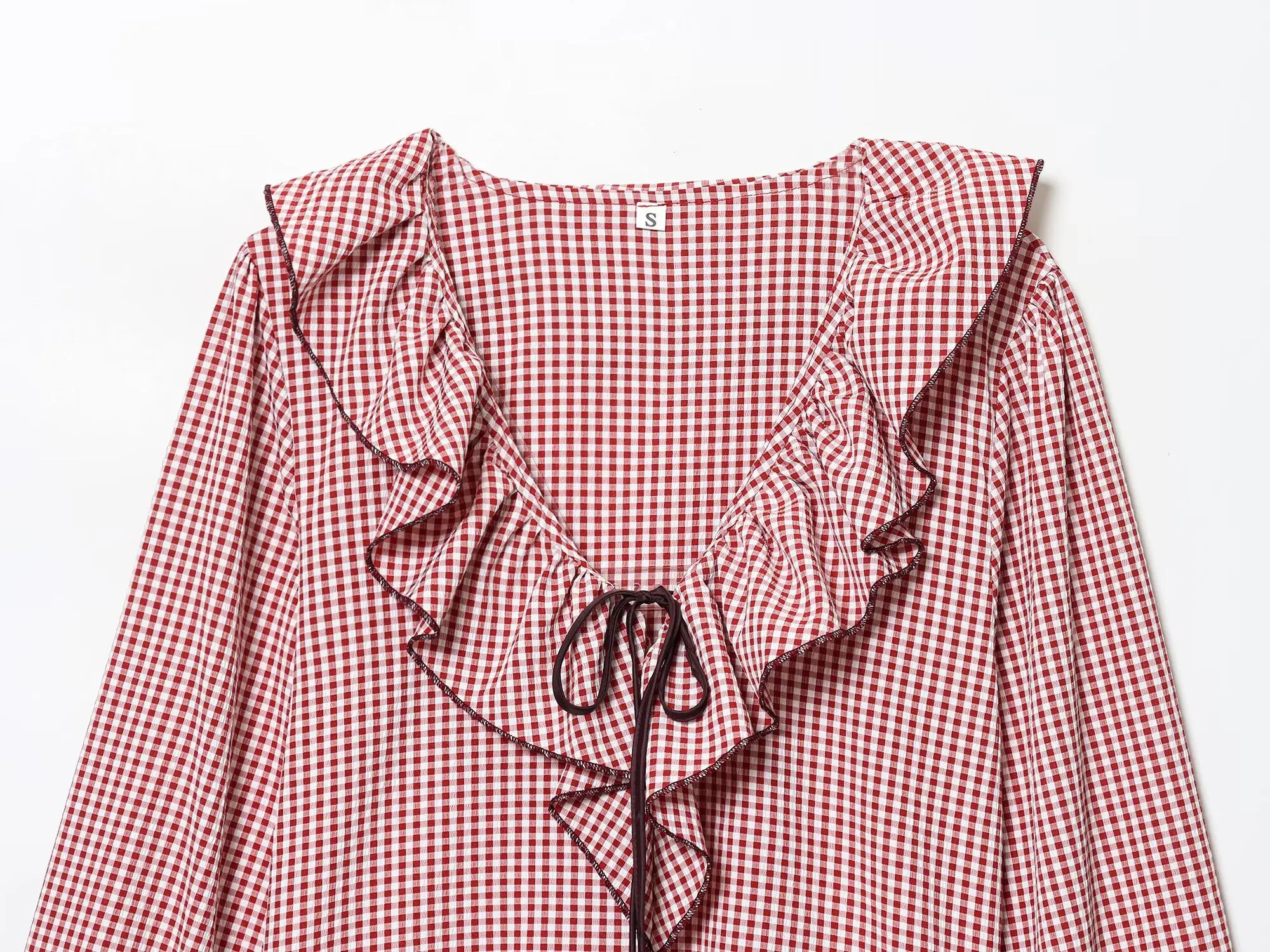 Plaid V-Neck Blouse S385f6706c7af4d62a6c82adca1b8f12d0