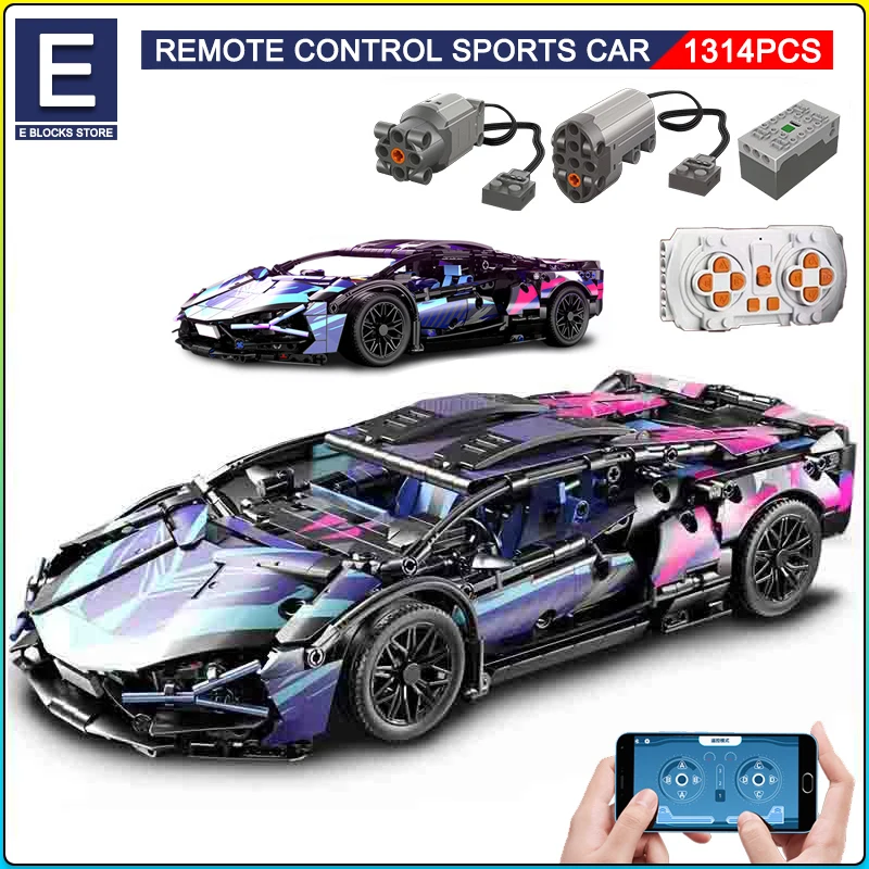 

Technical APP Remote Control Moter Power Sport Car Building Blocks Bricks Speed Racing Supercar Sets Toys For Kids Models Gifts