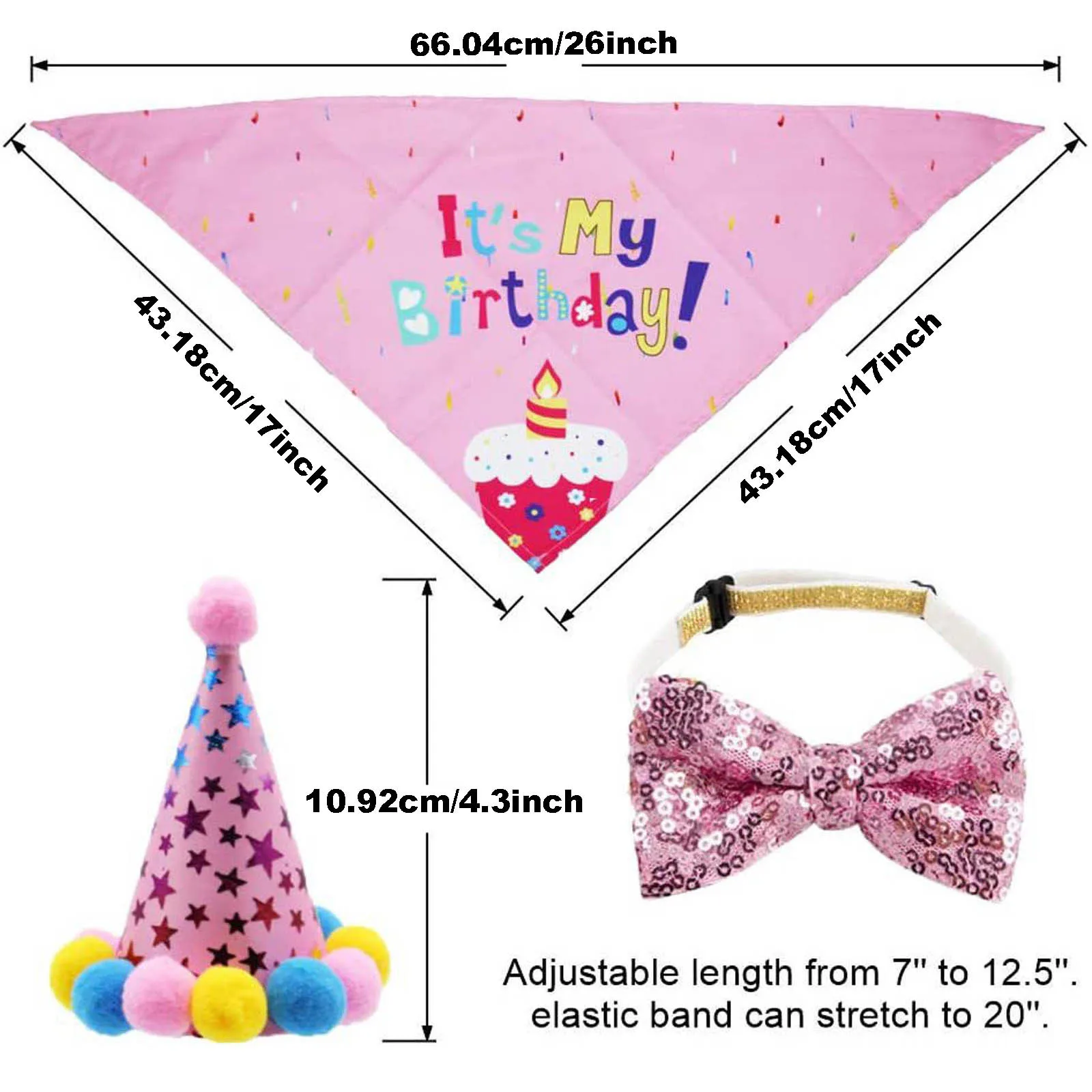 Birthday Party Bandana Scarf Dog Clothes With Hat Cute Bow Tie Small Pet Three-Piece Set Cute Pet Party Decorations Ropa Perro