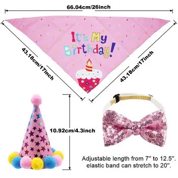 Birthday Party Bandana Scarf Dog Clothes With Hat Cute Bow Tie Small Pet Three-Piece Set Cute Pet Party Decorations Ropa Perro 6