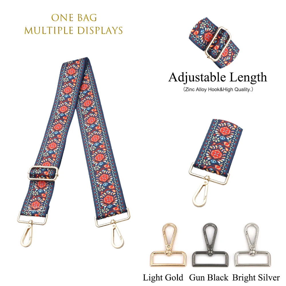 

Handbag Strap Crossbody 5CM Widening Adjustable Ethnic Style Patterns Replaceable Accessories For Handbags Shoulder Bag Strap