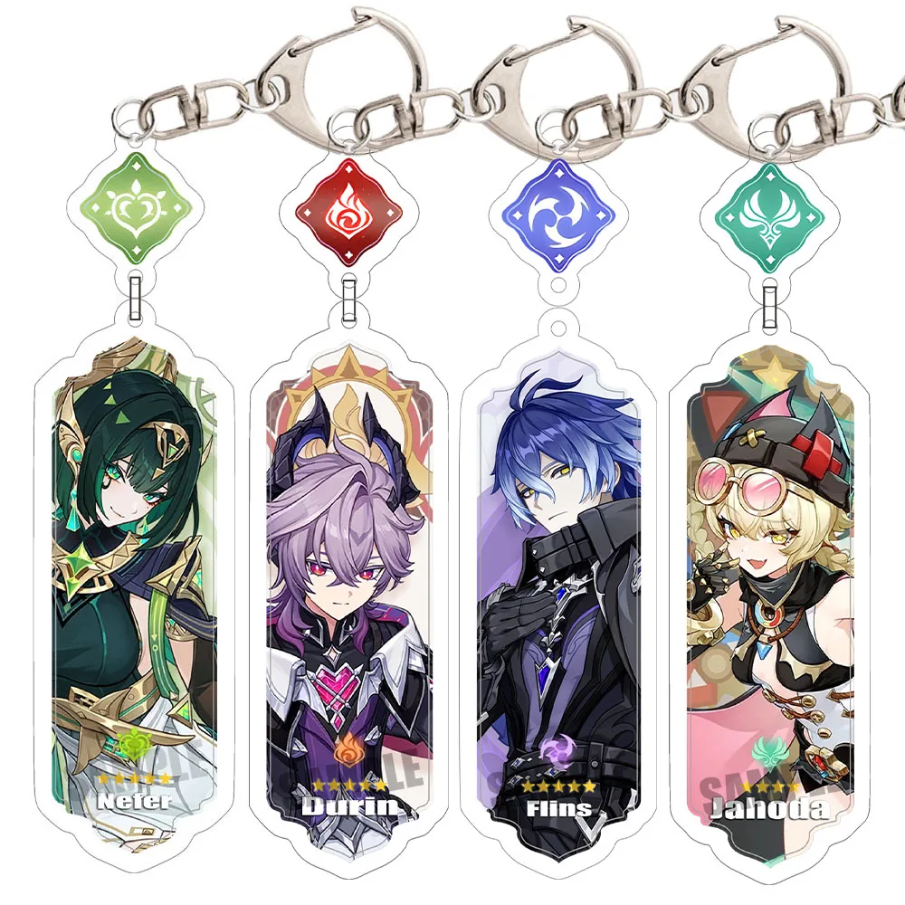Anime Keychain Flins Durin Mualani Kinich Furina Neuvillette Arlecchin Accessories Cute Bag Pendant Key Ring Fans Gift