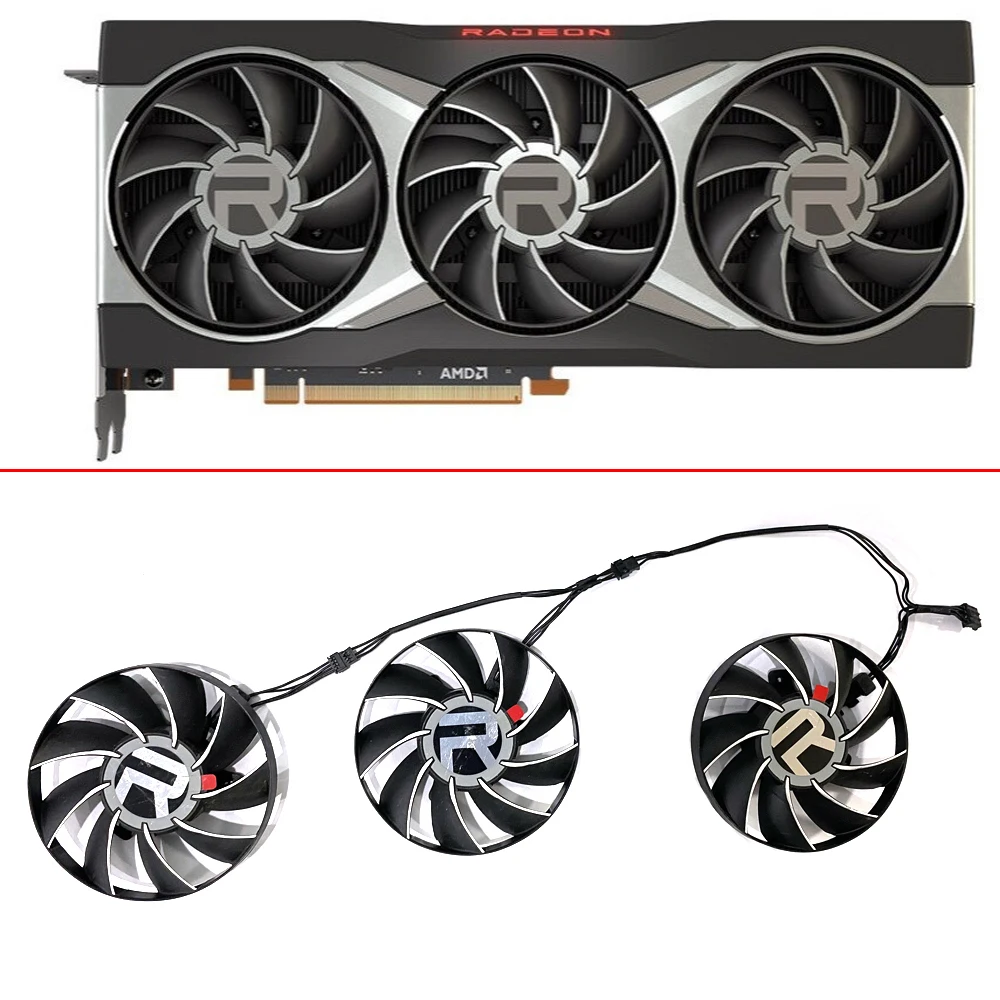 Cooling Fan Double Ball For Amd Radeon Rx6800 Rx6800Xt Rx6900Xt 16G Graphics Card Fan Replacement 75Mm 4Pin Fd7010H12S Gpu Fans