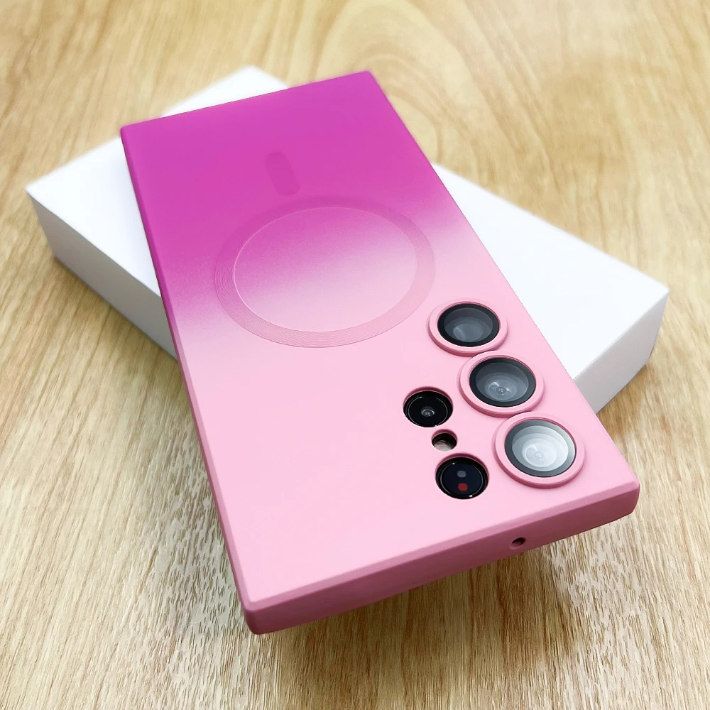 Silikon Farbverlauf Magsafe Hülle für Samsung Galaxy S23 S22 Ultra Note 20 10 Plus S21 S20 FE Wireless Charging Cover_voghion.com