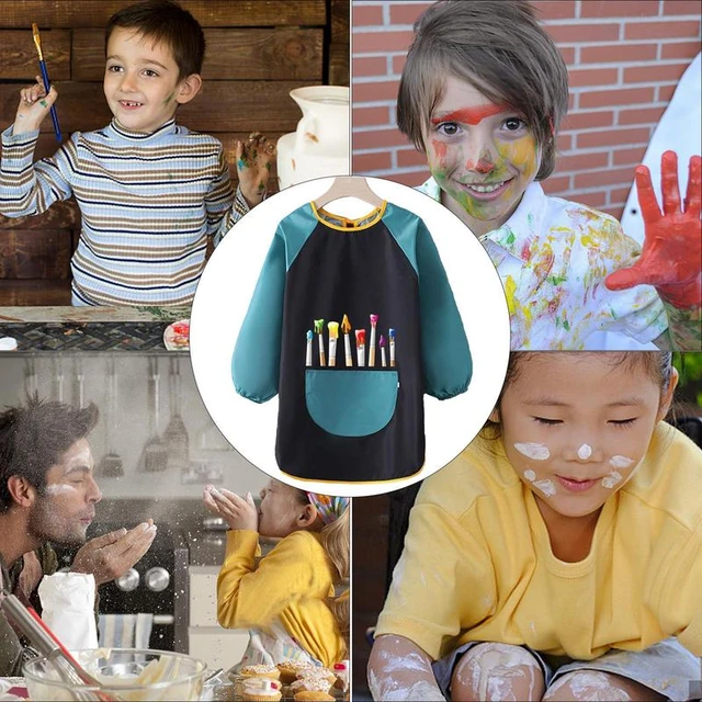 Children's painting apron Waterproof Long Sleeve Toddler Art Smock kids  apron protect clothes stains for school Painting Cooking - AliExpress