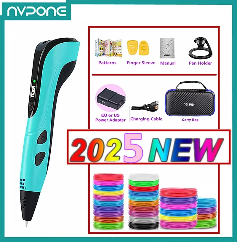 2025 3D Pen 3D Printing Pen for Children Kids Creative DIY Pens PLA Filament Portable Child&rsquo;s Birthday Gift with Christmas 3d printing pen,3d printing pen filament