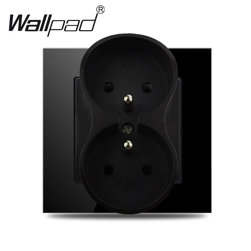 European Standard Dual Power Outlets with Glass Panel - White & Black Finish