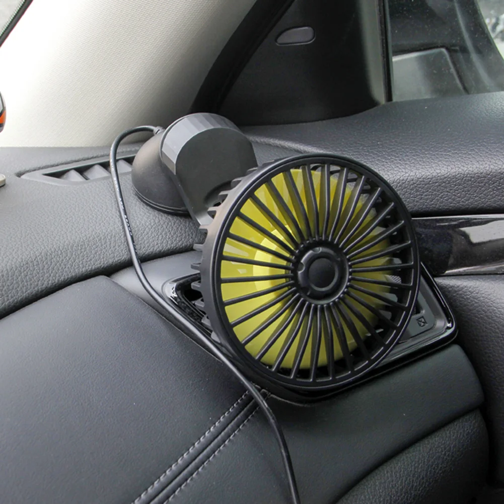 USB Car Fan Windshield Desk ABS Three Speeds Summer Cooling Fan Accessories for Vehicle Home Office with Suction Cup
