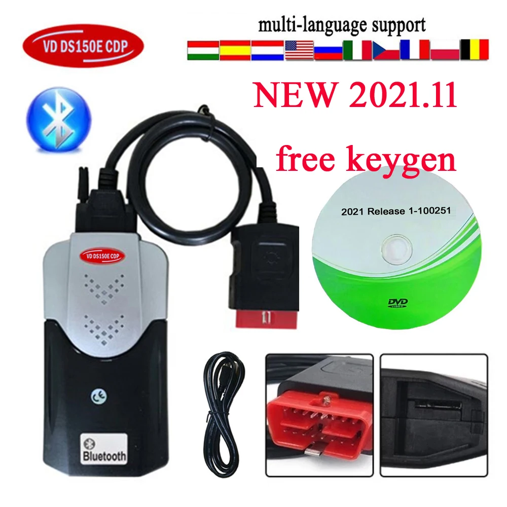 2023 новый VCI OBD2 сканер 2021,11 генератор ключей Vd Ds150e Cdp VD TCS CDP Bluetooth для Tnesf delicht Orpdc автомобильные грузовики диагностические инструменты