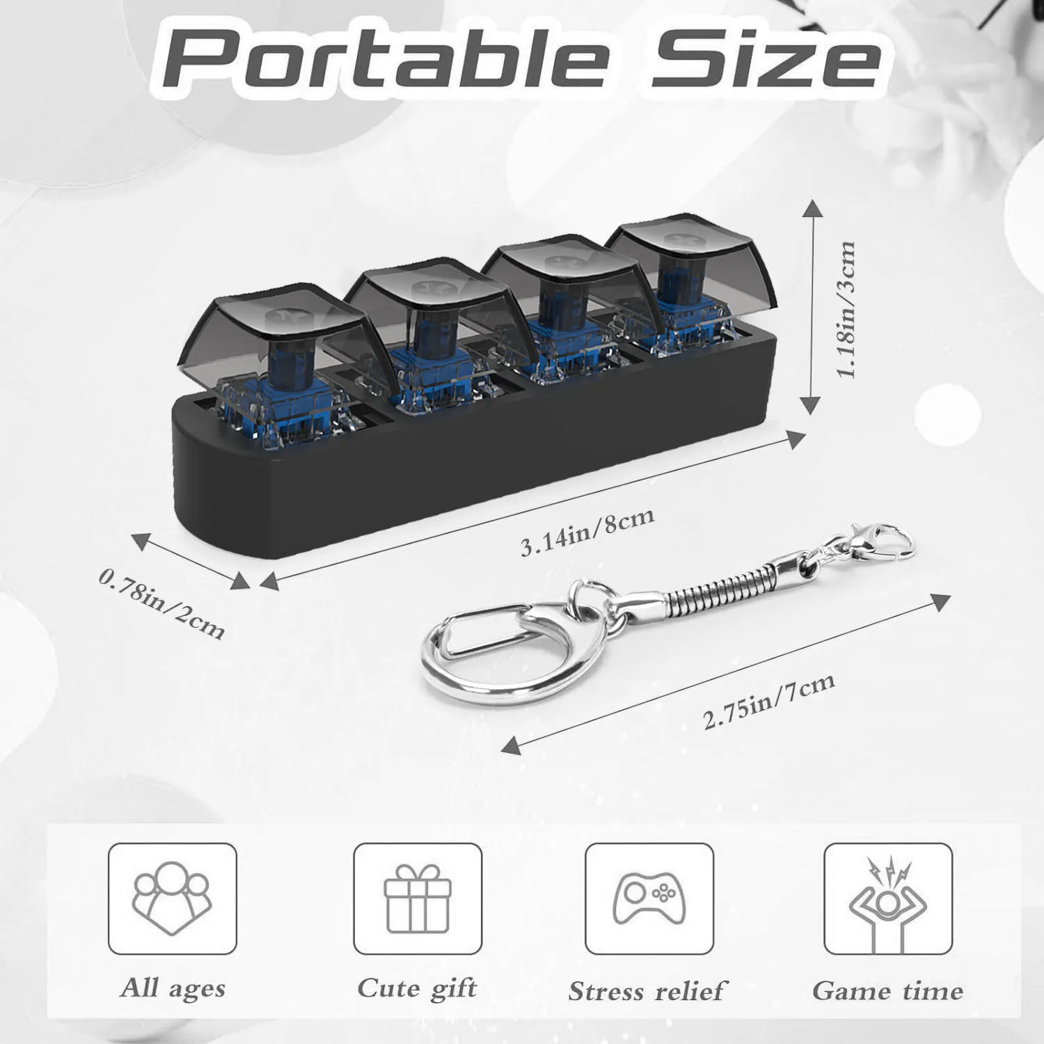 Transparent Black 4 Keys Keyboard Keycaps Fidget Toy Party Stress Relief DIY Keycaps Toy Keyboard Caps Anti-Anxiety Point Keycap sensory fidget toy anti stress toy fidget toy finger sensory toy