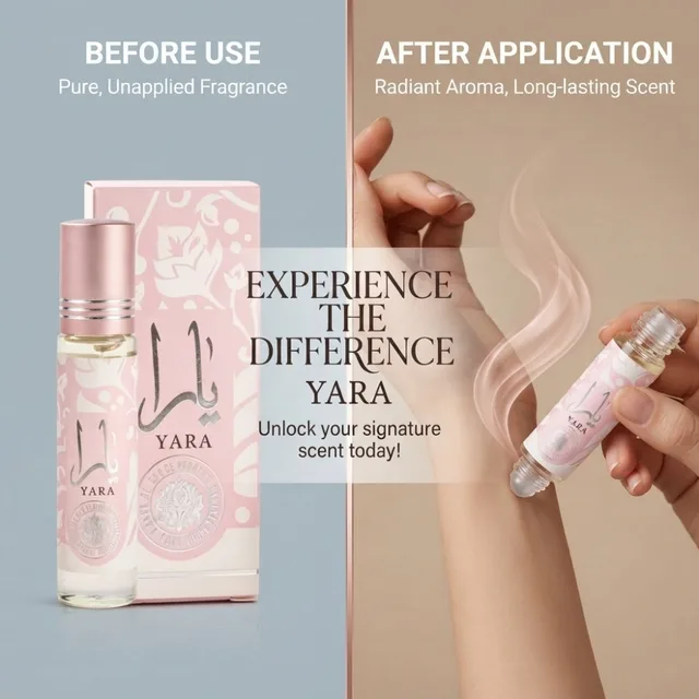El perfume de bola árabe Yara de 10ML tiene una fragancia portátil de larga duración para mujer, aroma aromático informal único y ligero fresco para hombres y mujeres 4