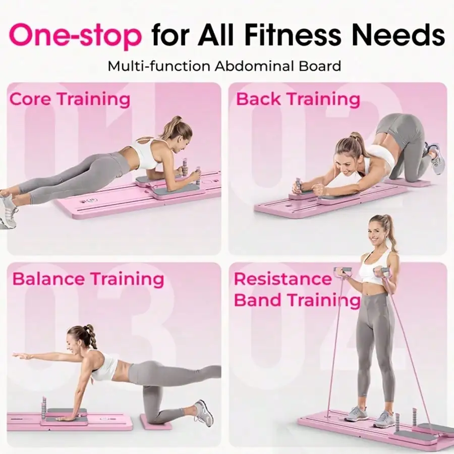 Multifunctional Fitness Board with Automatic Rebound, Foldable Exercise Machine-Full Body Exercise Equipment, Home Pilates