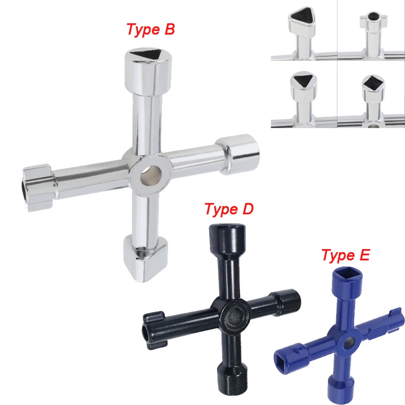 

Universal Cross Triangle Wrench Key 4 In 1 Cross Switch Key Wrench For Train Electrical Elevator Cabinet Valve Alloy Triangle