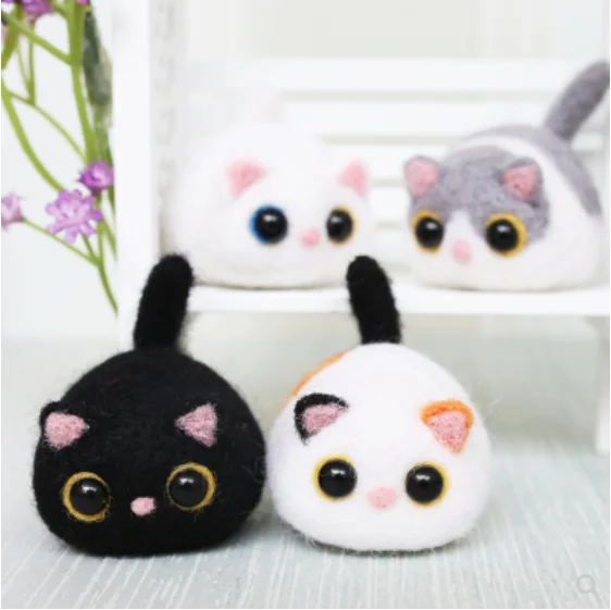 4cm Wool felt Needle Felting Kit Hand-made DIY Creative Cat Decoration Craft