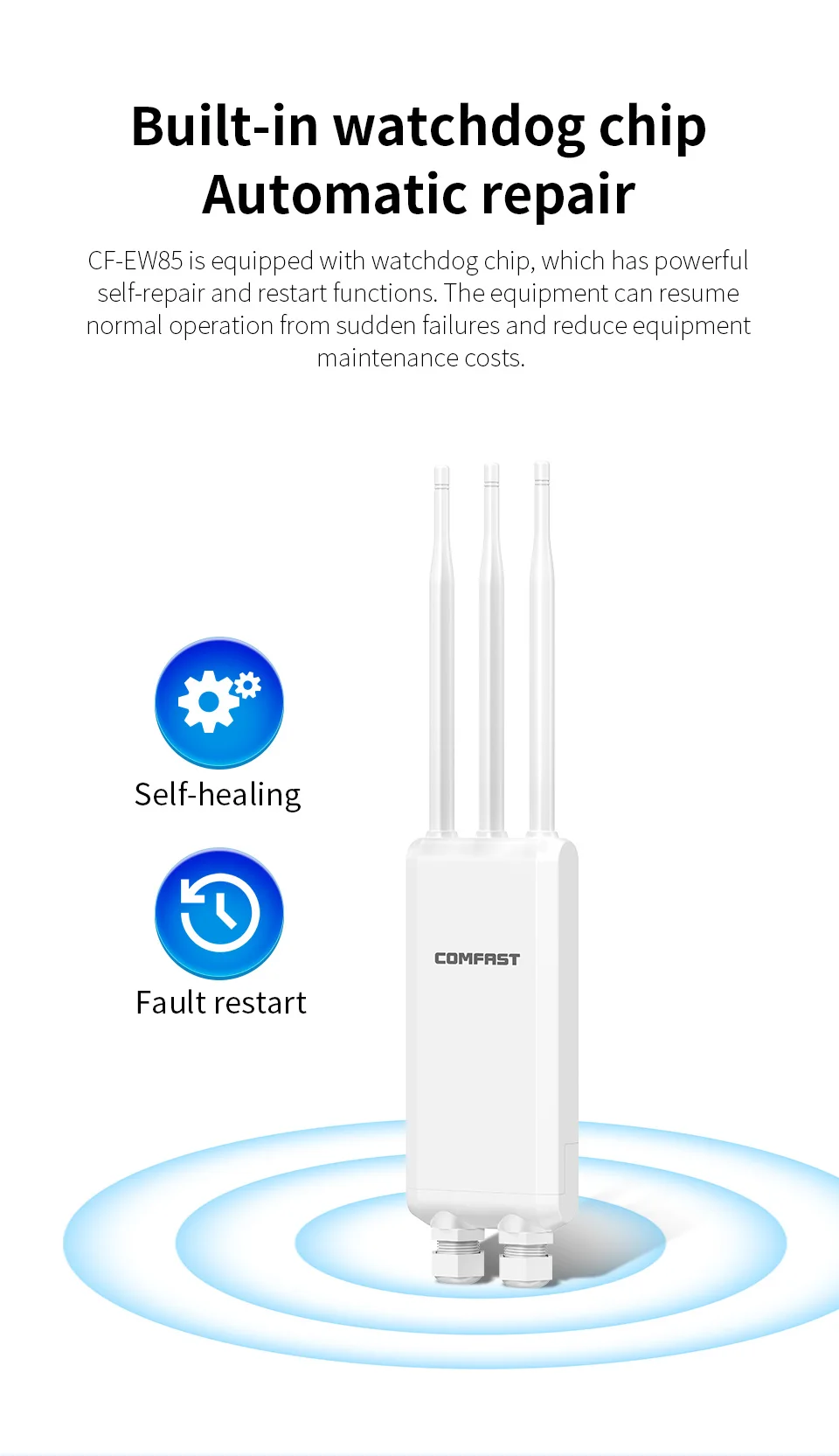 COMFAST High Power AP AC1300 Outdoor Wireless Access Point AP Dual Band Router PoE/DC Gigabit Long Range Coverage CF-EW85