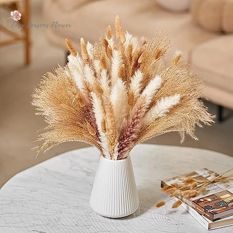 

80pcs Natural Dried Pampas Grass Bouquet Boho Home Garden Decor Bunny Tails Reed Stem Autumn Wedding Decoration Table Halloween