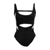 High Waist One-Piece Swimsuit Backless Design Dark Style Slimming Swimsuit Small Chest Solid Color Beach Bikini Resort Wear