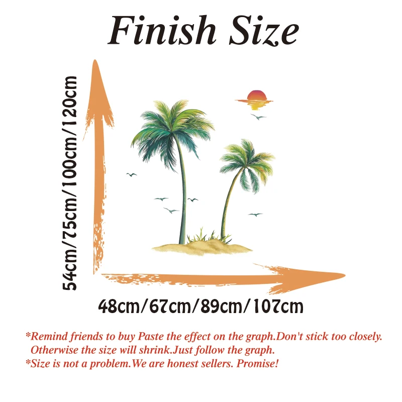 Tropical Palm Tree Wall Sticker Kids Room Kitchen Plant Bird Sun Wall Decal Bedroom Living Room Home Decor