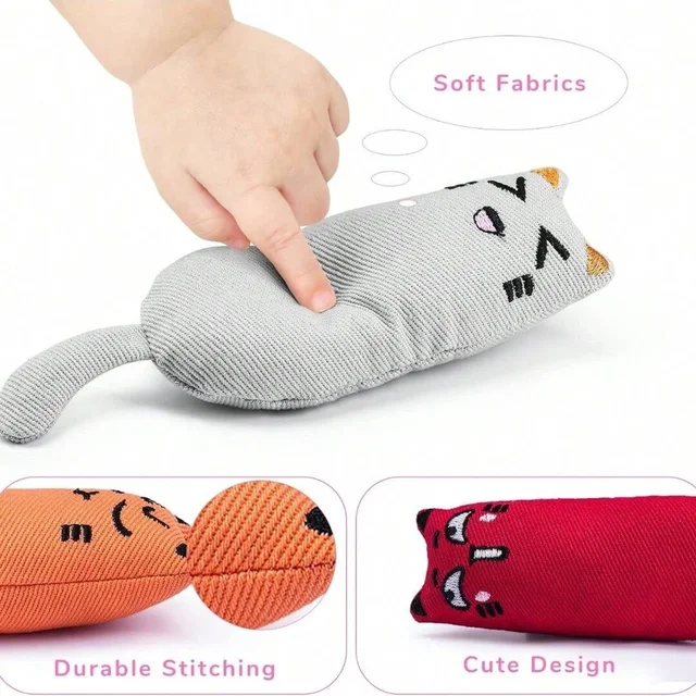 Bite Resistant Catnip Toy for Cats,Catnip Filled Cartoon Mice Cat Teething Chew Toy 6