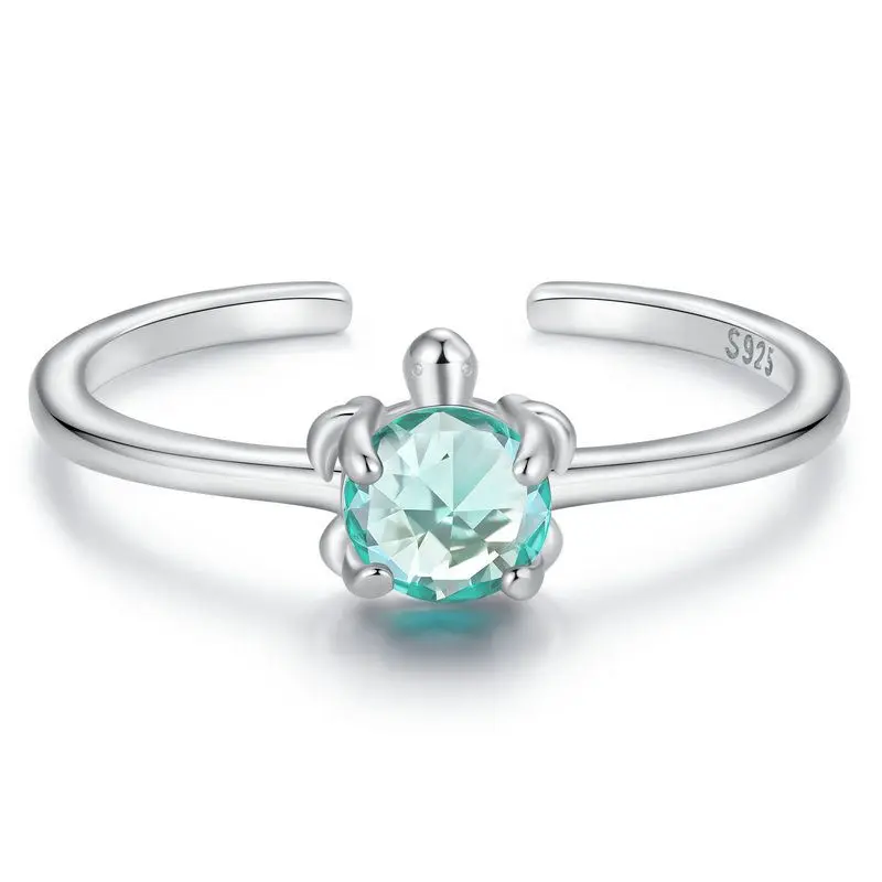 Elegant Adjustable Sterling Silver Zircon Open Ring