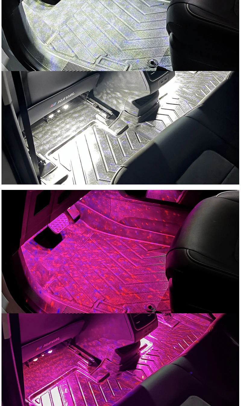 Ambientebeleuchtung für Autos, kabellose LED-Beleuchtung mit automatischer Sensorik, farbenfrohe Sprachsteuerung, Innendekoration, kabellose Fußraumbeleuchtung – Detail 9