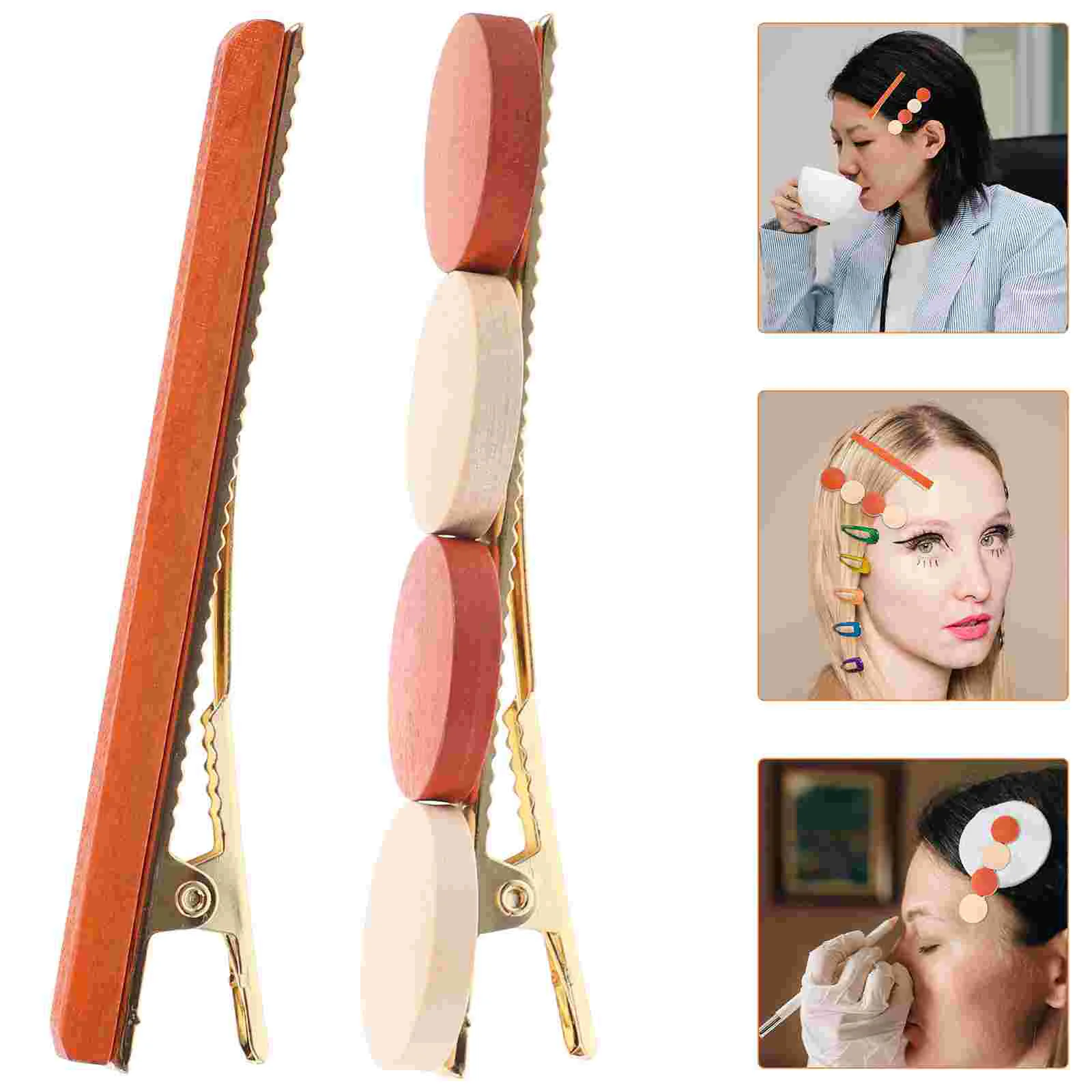

Vintage Hairpin Retro Clip Wood Hairpins Duckbilled Clips Colored Bobby for Thick Girls Jewelry