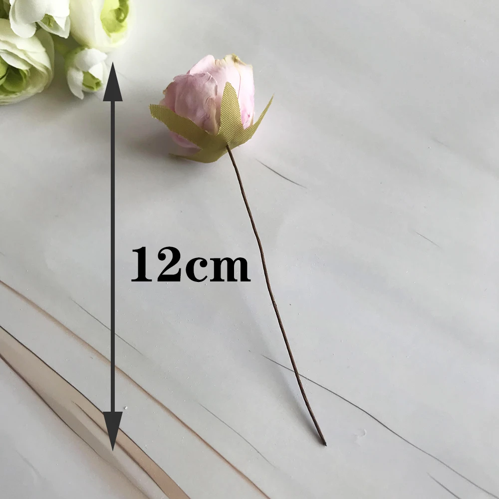 Description Picture 3 of itemEuropean-style retro rayon tea roses 6 small flower buds bouquet wedding home retro fake flower party DIY decoration