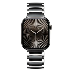 Luxury Ceramic Bracelet Metal Business Wristband for 42 44 45 49mm (Sliver Black)