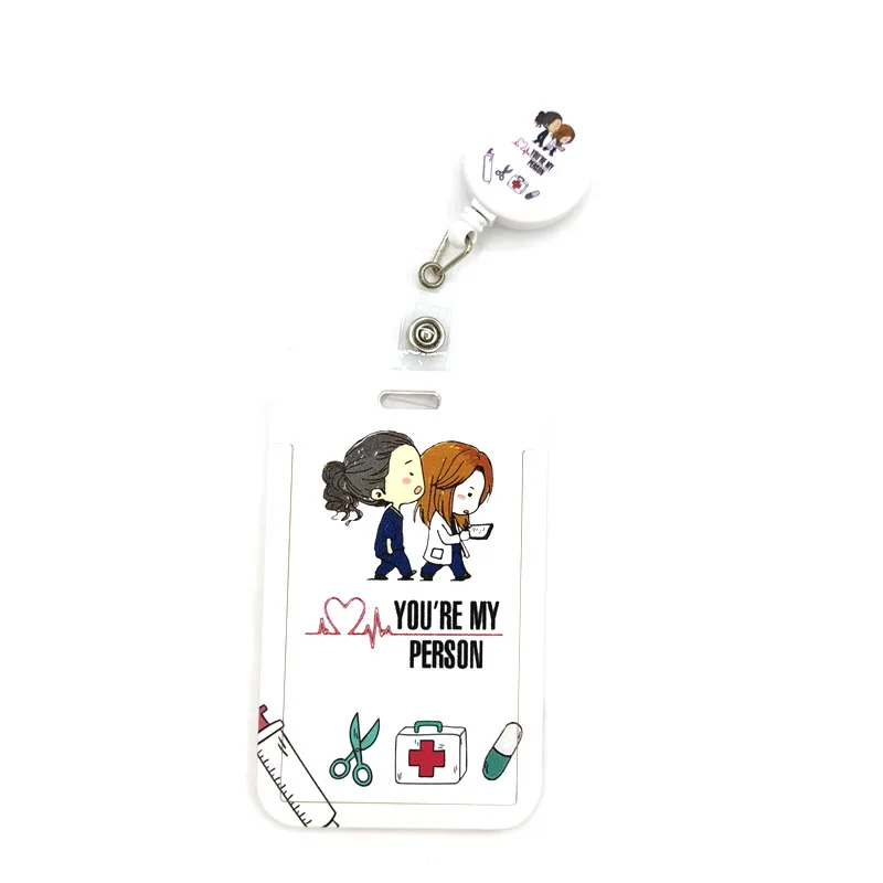 Grey's Anatomy Credit Card Cover Lanyard Bags Retractable Badge Nurse Exhibition Enfermera Name Clips Card ID Card Holder Chest