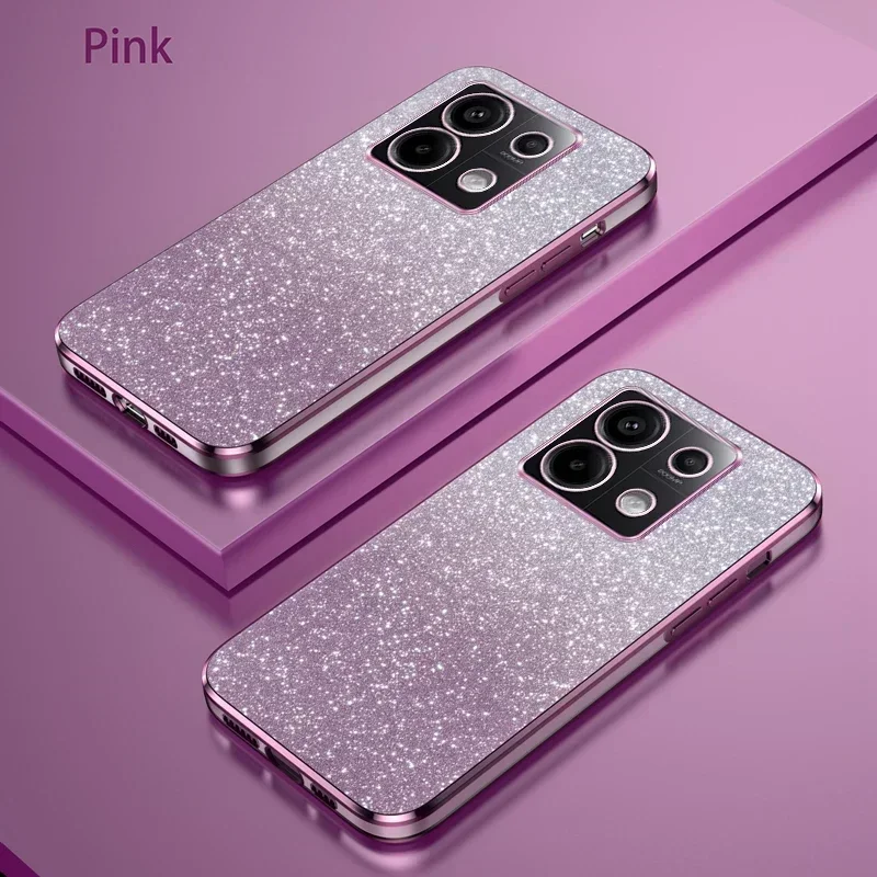 Luxury Shiny Glitter Plating Silicone Case with Camera Lens Protection
