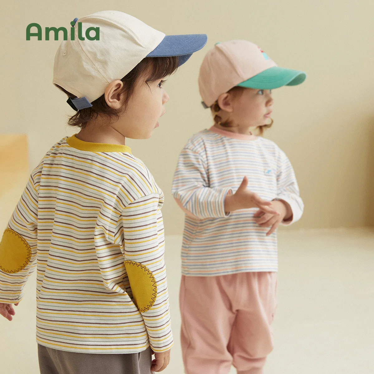Children's T-Shirt Round Neck Striped Baby Top Boys And Girls Clothes baby t shirts kids t shirts